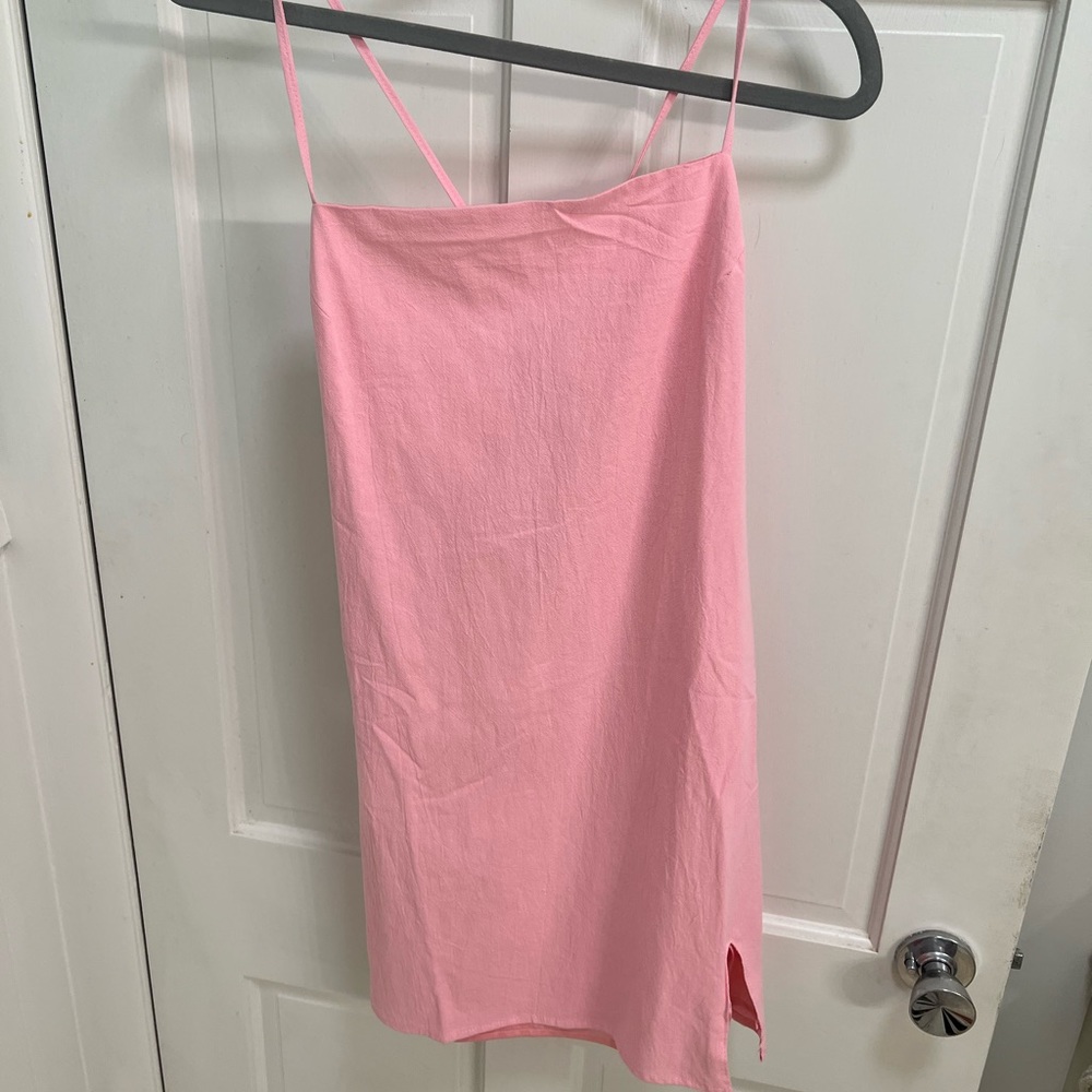 Nasty Gal Pink Linen Minidress